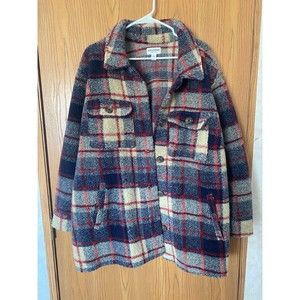 Plaid button down wool jacket  (Arizona jean co)